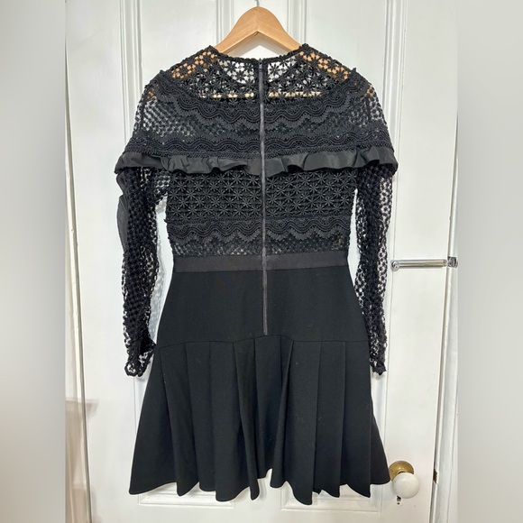Self-Portrait Black Bellis Lace and Crepe Ruffled Mini Dress - Picture 8 of 10